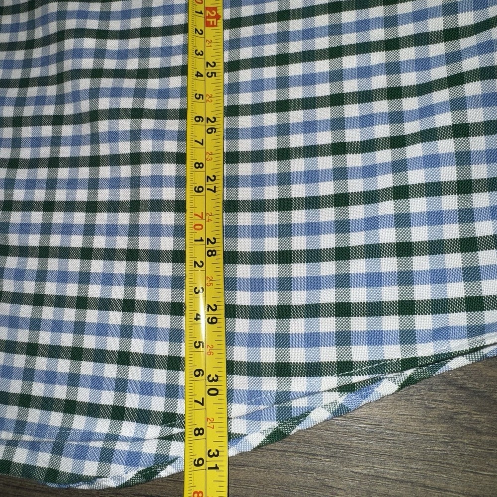 Stafford Mens 2XL Oxford Dress Shirt Button Up Cotton Green Blue Gingham Plaid - Picture 11 of 16